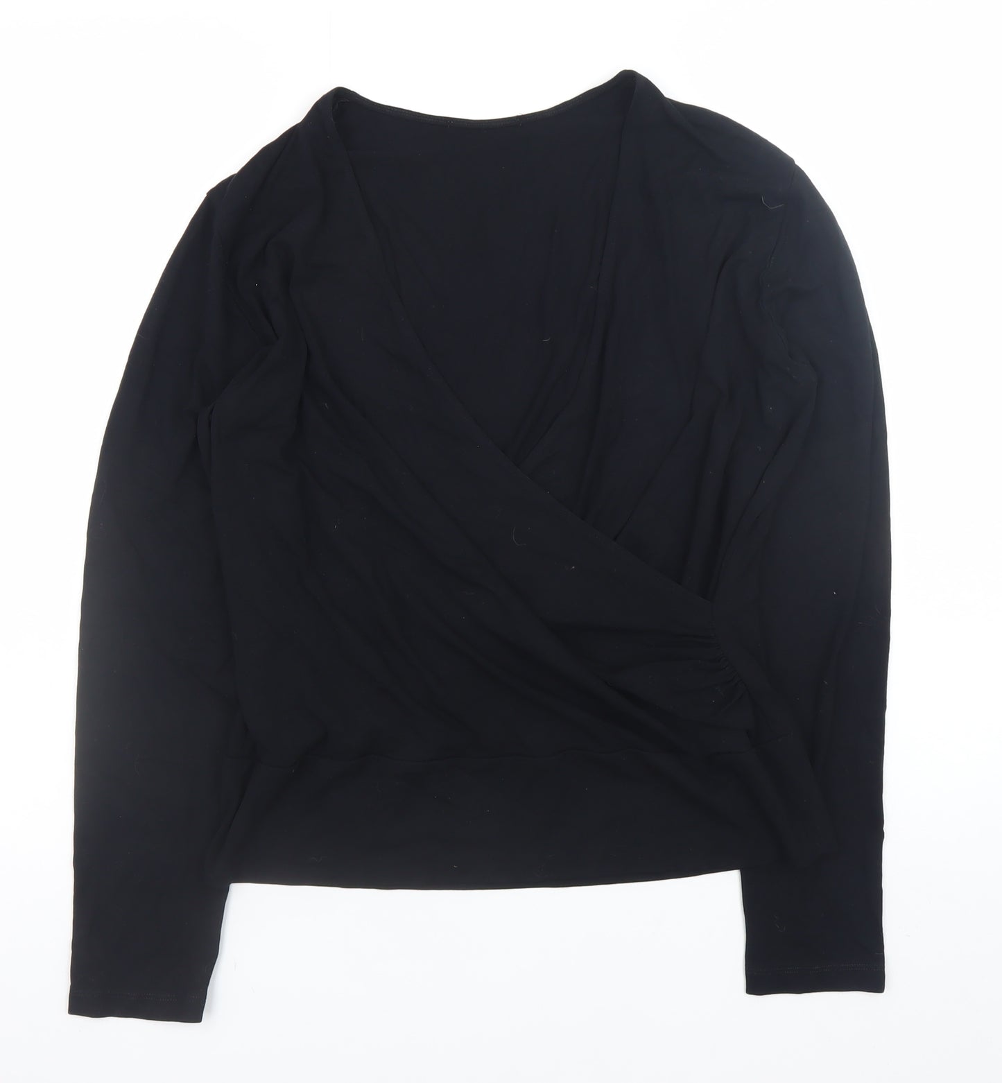 Marks and Spencer Womens Black Wrap Blouse Long Sleeve Size 16