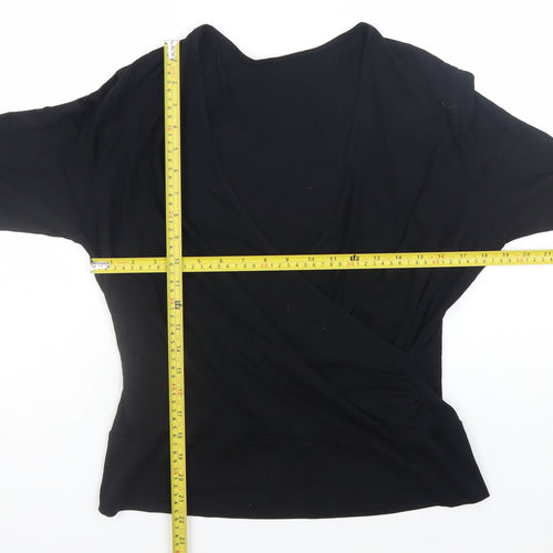 Marks and Spencer Womens Black Wrap Blouse Long Sleeve Size 16