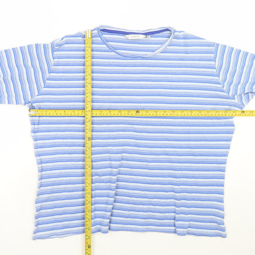 EWM Womens Blue Striped 100% Cotton Long Sleeve T-Shirt XL