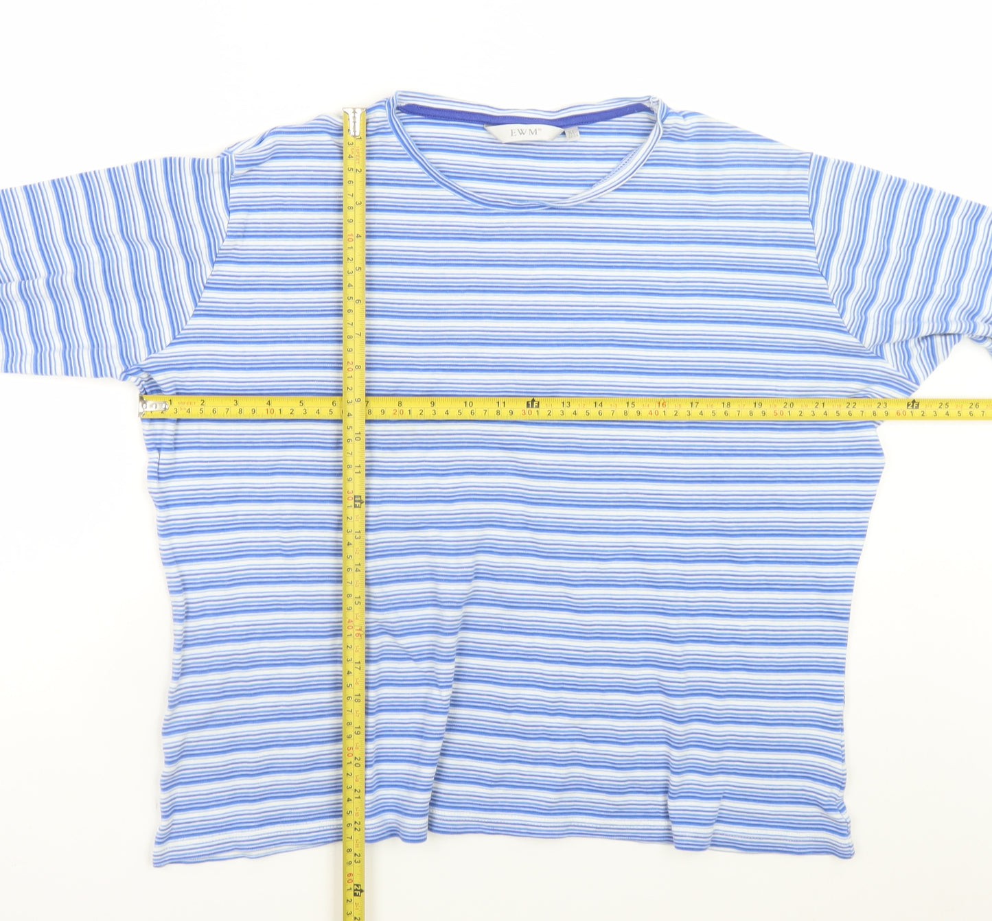 EWM Womens Blue Striped 100% Cotton Long Sleeve T-Shirt XL