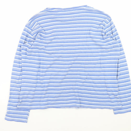 EWM Womens Blue Striped 100% Cotton Long Sleeve T-Shirt XL