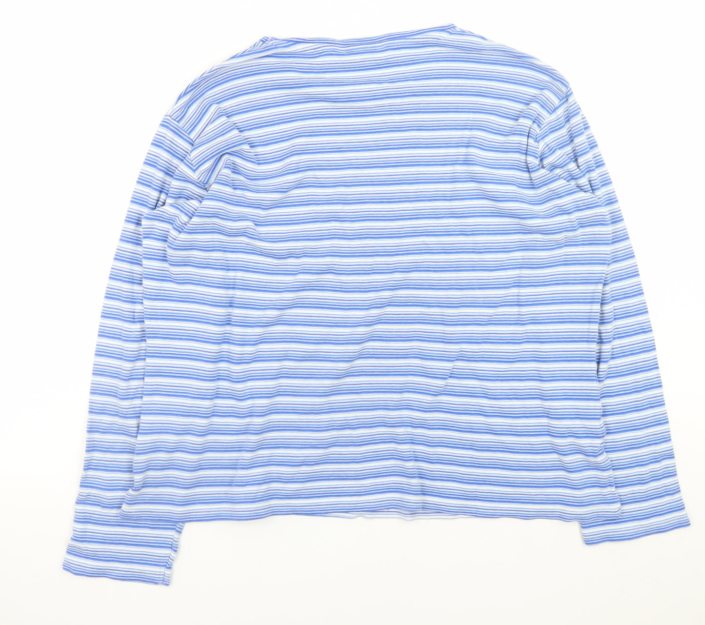 EWM Womens Blue Striped 100% Cotton Long Sleeve T-Shirt XL