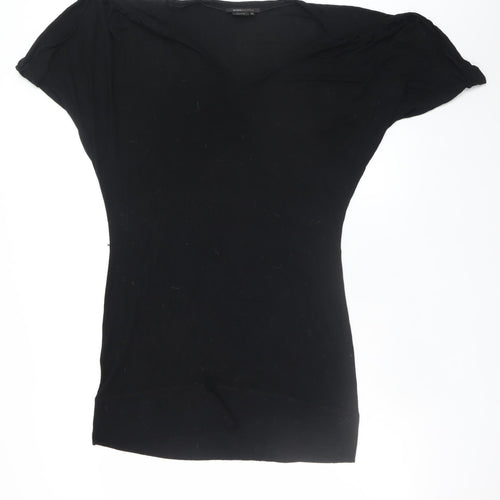 BCBGMAXAZRIA Women's Black XS Bodycon Short Sleeve Jersey Dress