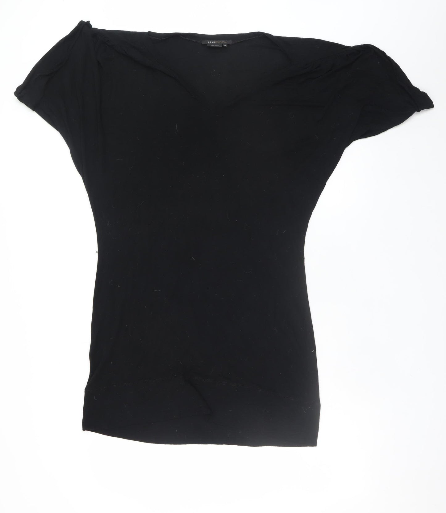 BCBGMAXAZRIA Women's Black XS Bodycon Short Sleeve Jersey Dress