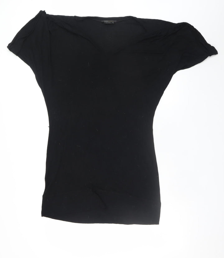 BCBGMAXAZRIA Women's Black XS Bodycon Short Sleeve Jersey Dress