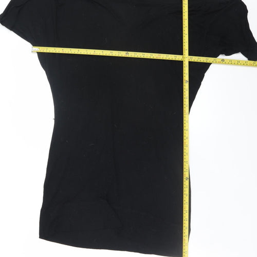 BCBGMAXAZRIA Women's Black XS Bodycon Short Sleeve Jersey Dress