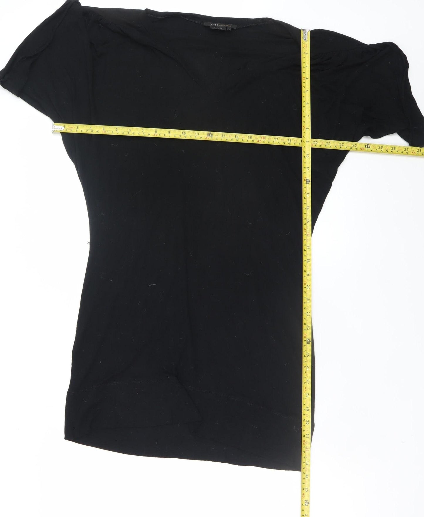 BCBGMAXAZRIA Women's Black XS Bodycon Short Sleeve Jersey Dress