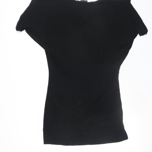 BCBGMAXAZRIA Women's Black XS Bodycon Short Sleeve Jersey Dress