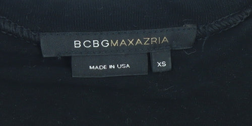 BCBGMAXAZRIA Women's Black XS Bodycon Short Sleeve Jersey Dress
