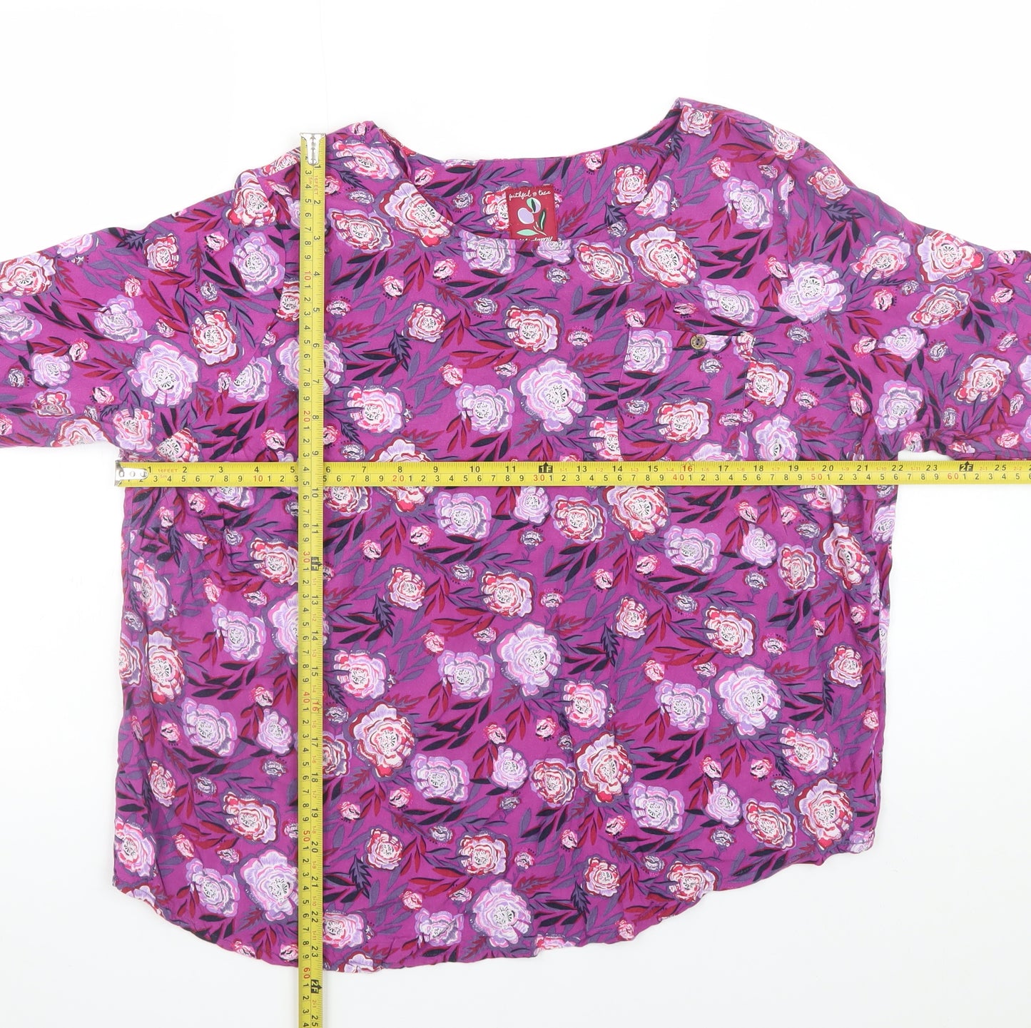 Mantaray Women’s Pink Floral Long Sleeve Viscose Blouse Size 18