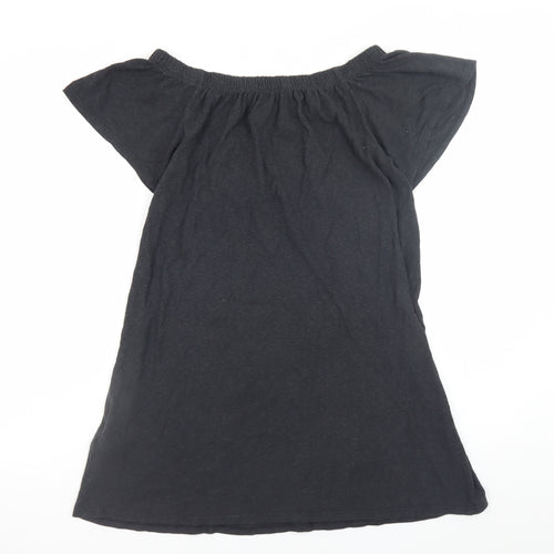 Topshop Women’s Black Embroidered Off Shoulder Shift Dress Size 6