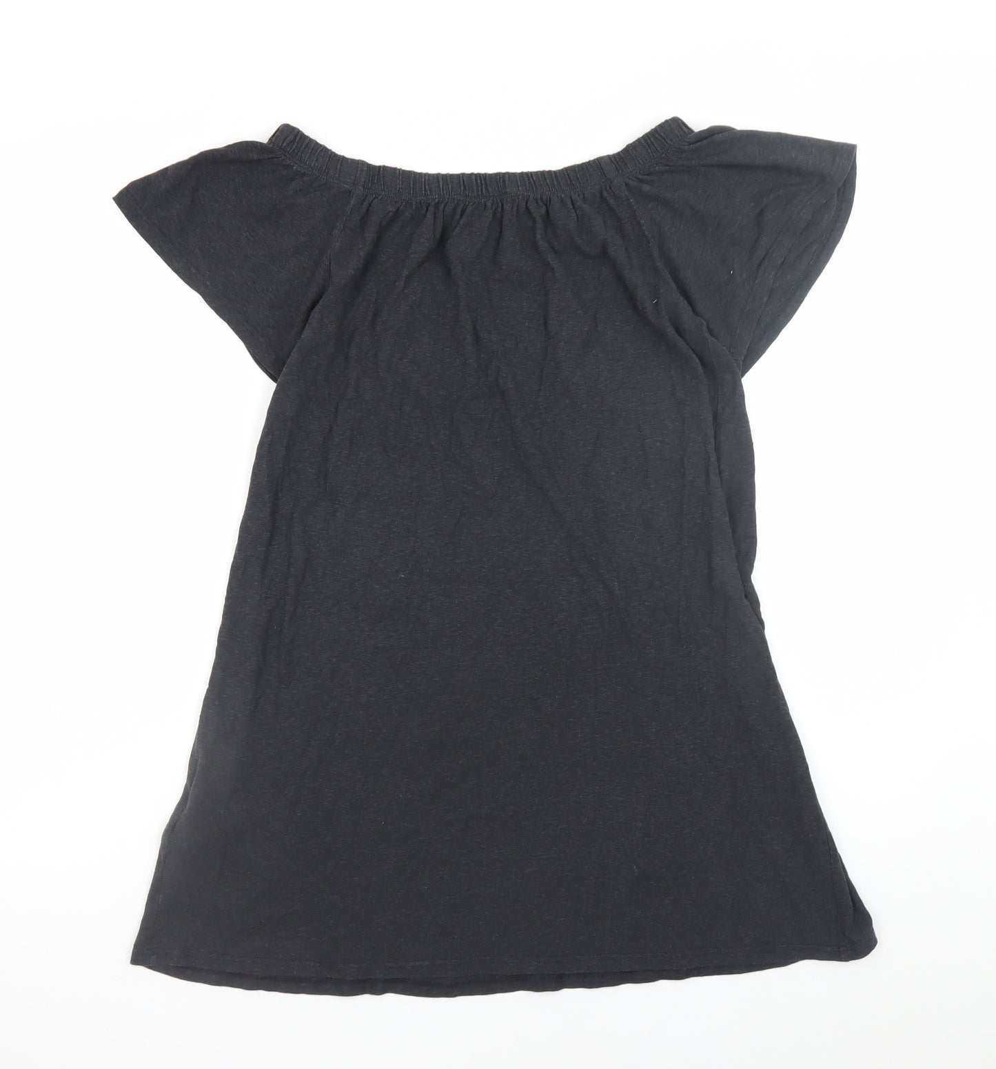 Topshop Women’s Black Embroidered Off Shoulder Shift Dress Size 6