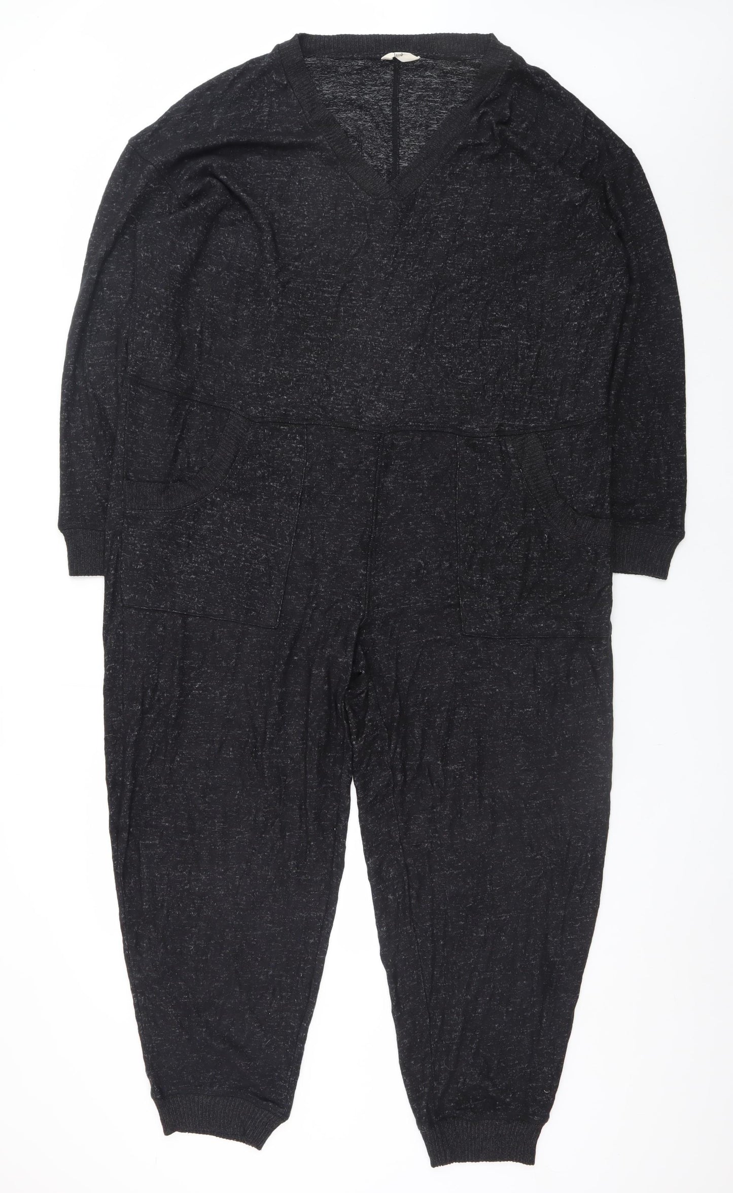 Hush Womens Black Viscose Blend Long Sleeve Jumpsuit L