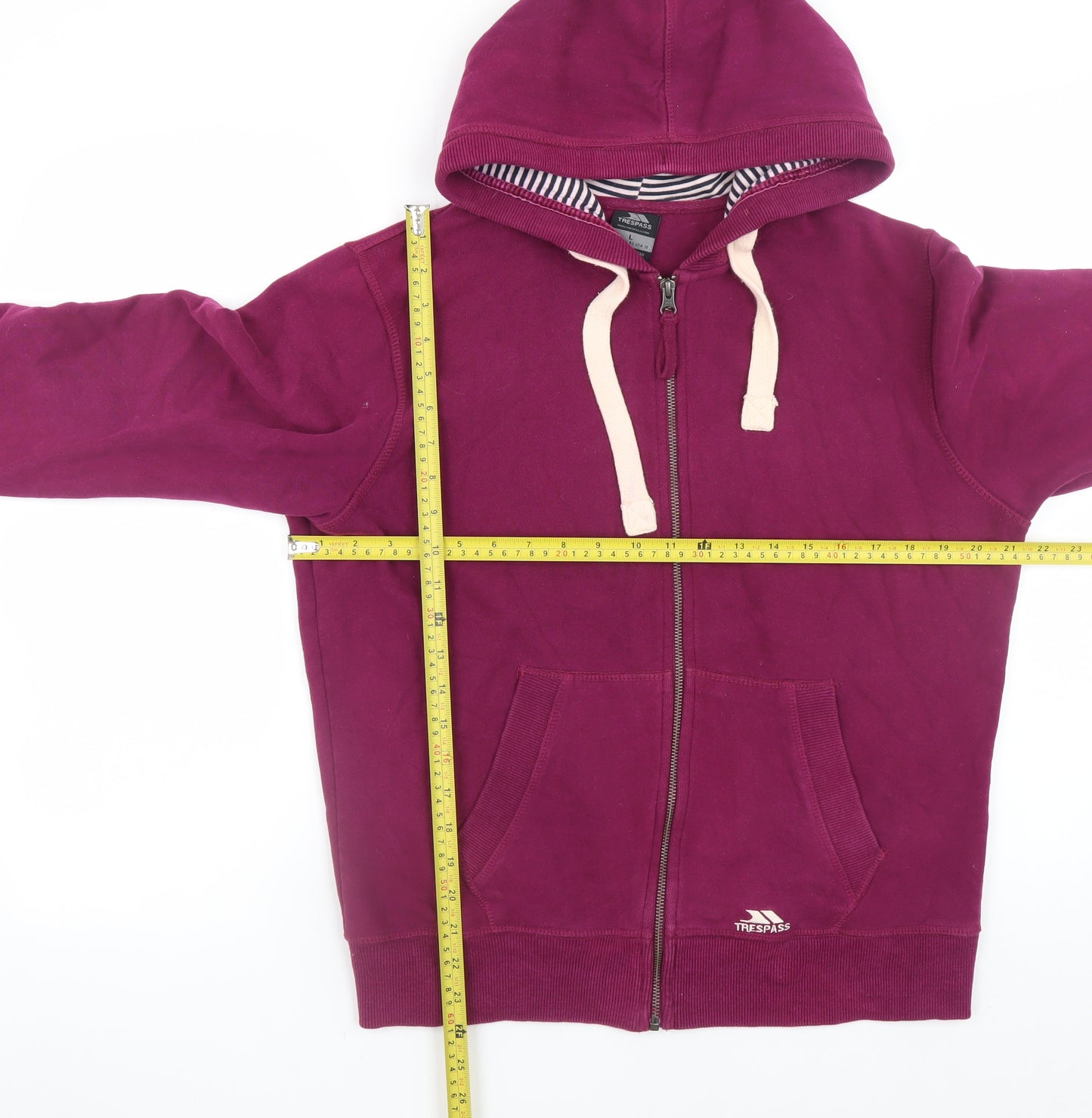Trespass Womens Purple Full Zip Hoodie L Cotton Blend