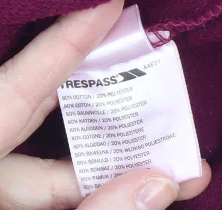 Trespass Womens Purple Full Zip Hoodie L Cotton Blend