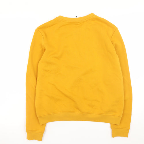 H&M Women's Mustard Yellow Pullover Sweatshirt Size S Graphic Print Cotton Blend