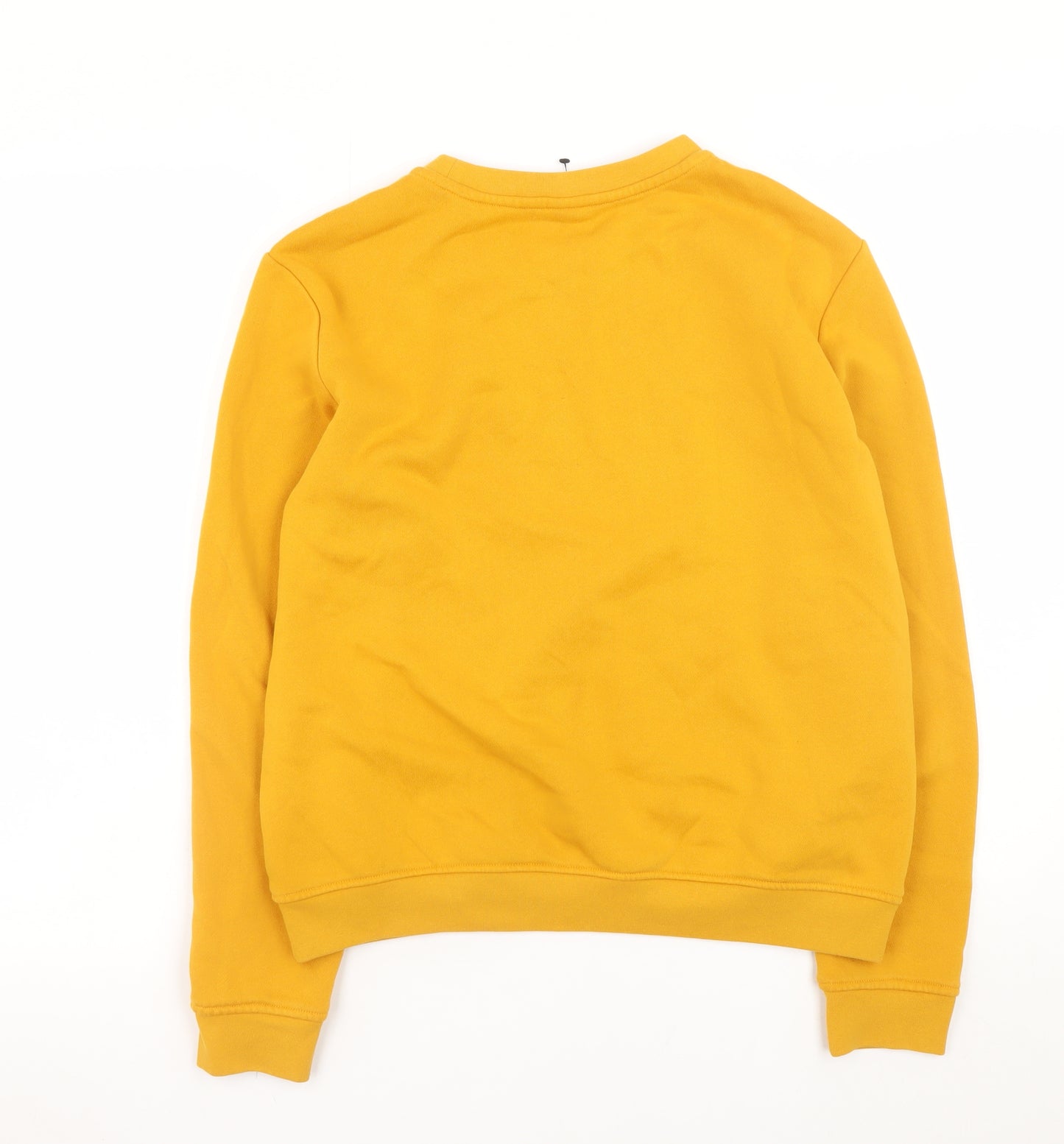 H&M Women's Mustard Yellow Pullover Sweatshirt Size S Graphic Print Cotton Blend