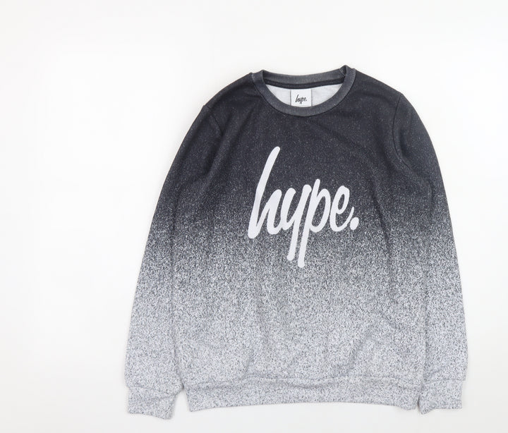 Hype Boys Black Gradient Logo Pullover Sweatshirt 11-12 Years
