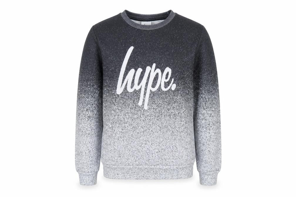 Front view of Hype boys’ black gradient logo pullover sweatshirt 11-12 years