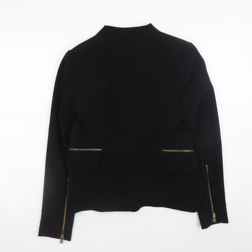 Zara Women Black Basic Blazer Size 12 with Gold Zip Detail