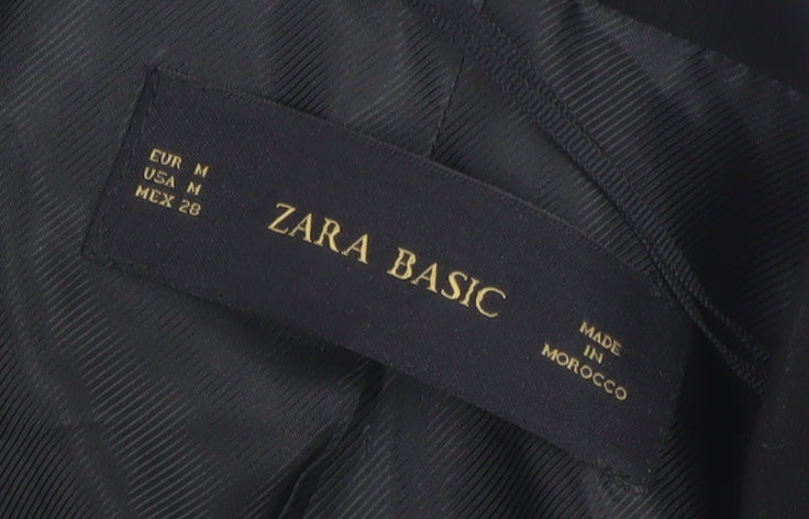 Zara Women Black Basic Blazer Size 12 with Gold Zip Detail