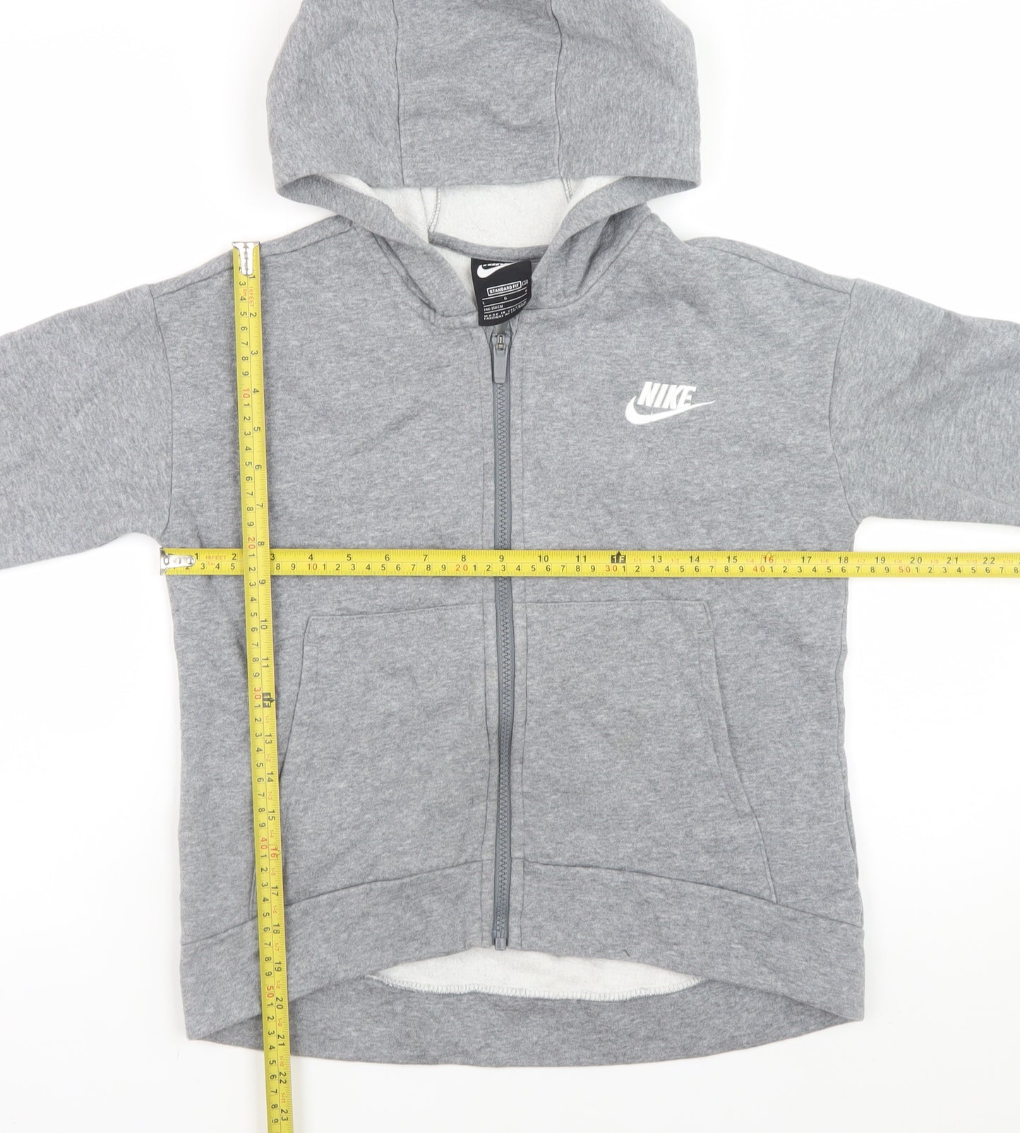 Nike Boys Grey Full Zip Fleece Hoodie Size 146cm Regular Fit