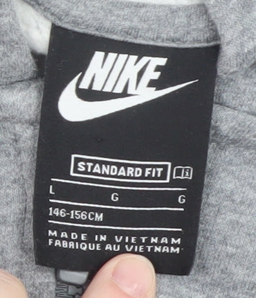 Nike Boys Grey Full Zip Fleece Hoodie Size 146cm Regular Fit
