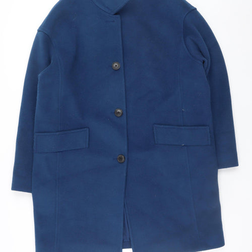 Marks and Spencer Women’s Blue Wool-Blend Mid-Length Coat Size 14