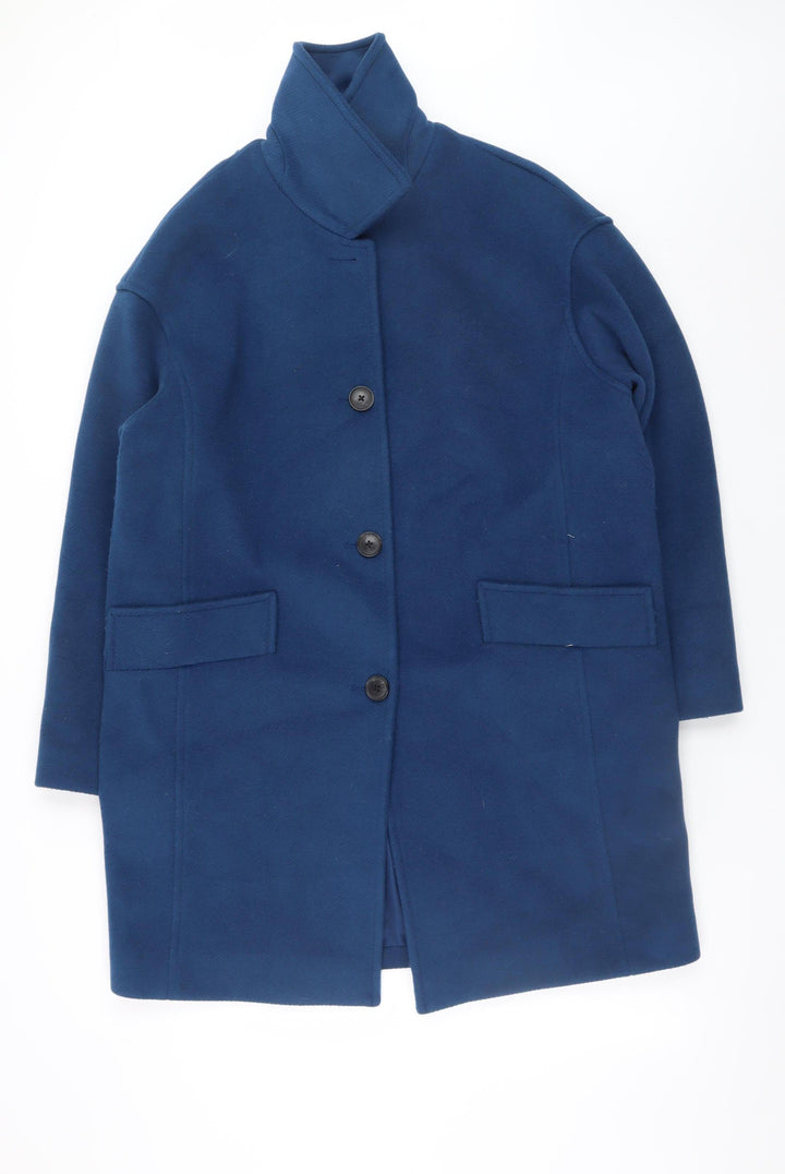 Marks and Spencer Women’s Blue Wool-Blend Mid-Length Coat Size 14