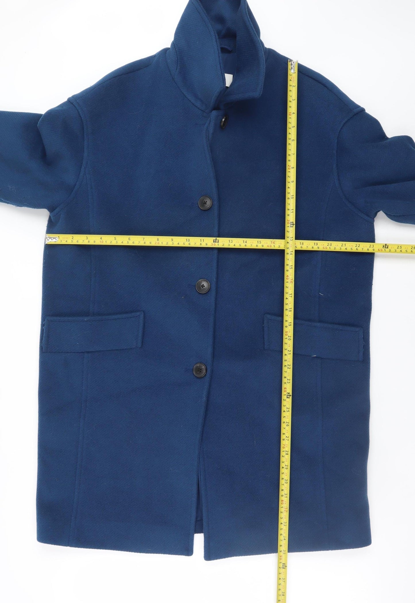 Marks and Spencer Women’s Blue Wool-Blend Mid-Length Coat Size 14