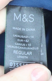 Marks and Spencer Women’s Blue Wool-Blend Mid-Length Coat Size 14