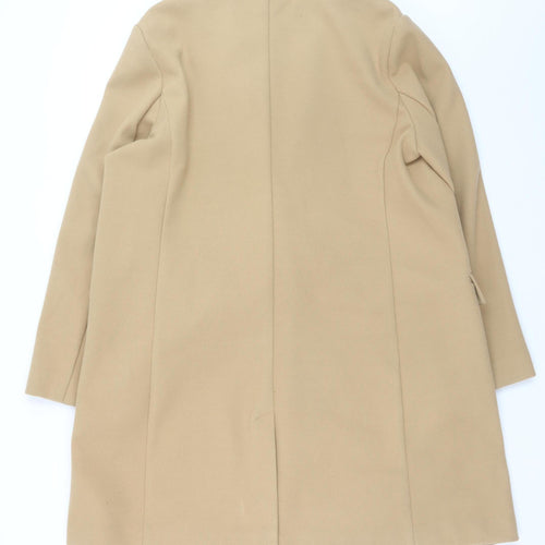 Primark Women Beige Mid-Length Overcoat Lined Button Coat Size L