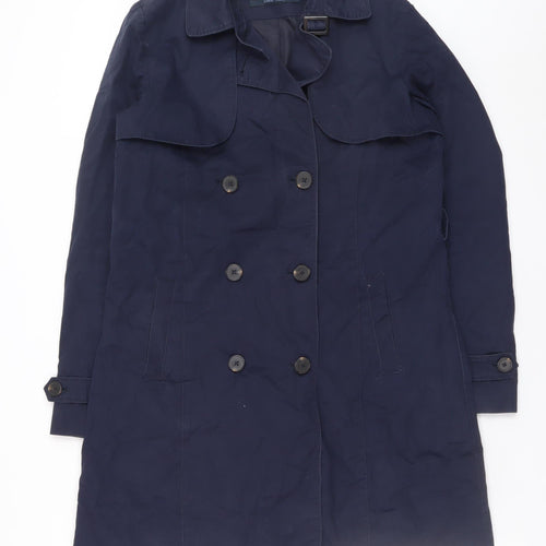 Zara Girls Blue Cotton Double-Breasted Trench Coat 13-14 Years