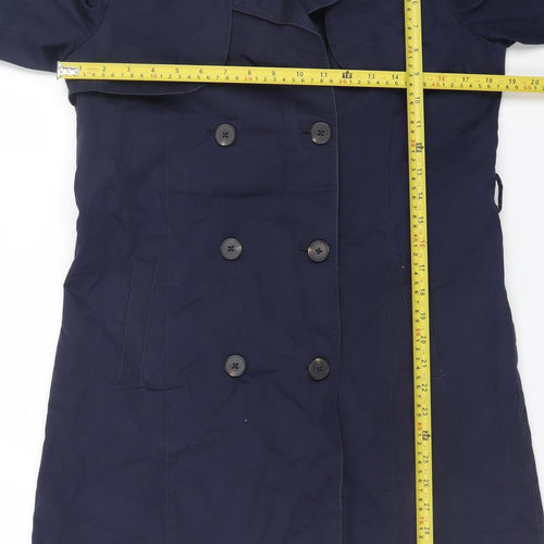 Zara Girls Blue Cotton Double-Breasted Trench Coat 13-14 Years