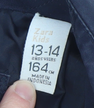 Zara Girls Blue Cotton Double-Breasted Trench Coat 13-14 Years