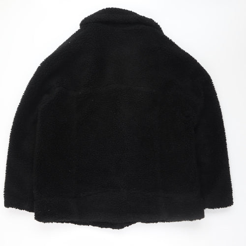 Weekday Women Black Teddy Bomber Jacket Size S Short Zip Fleece