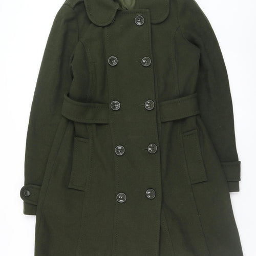 H&M Divided Women's Green Wool Blend Pea Coat Size 12