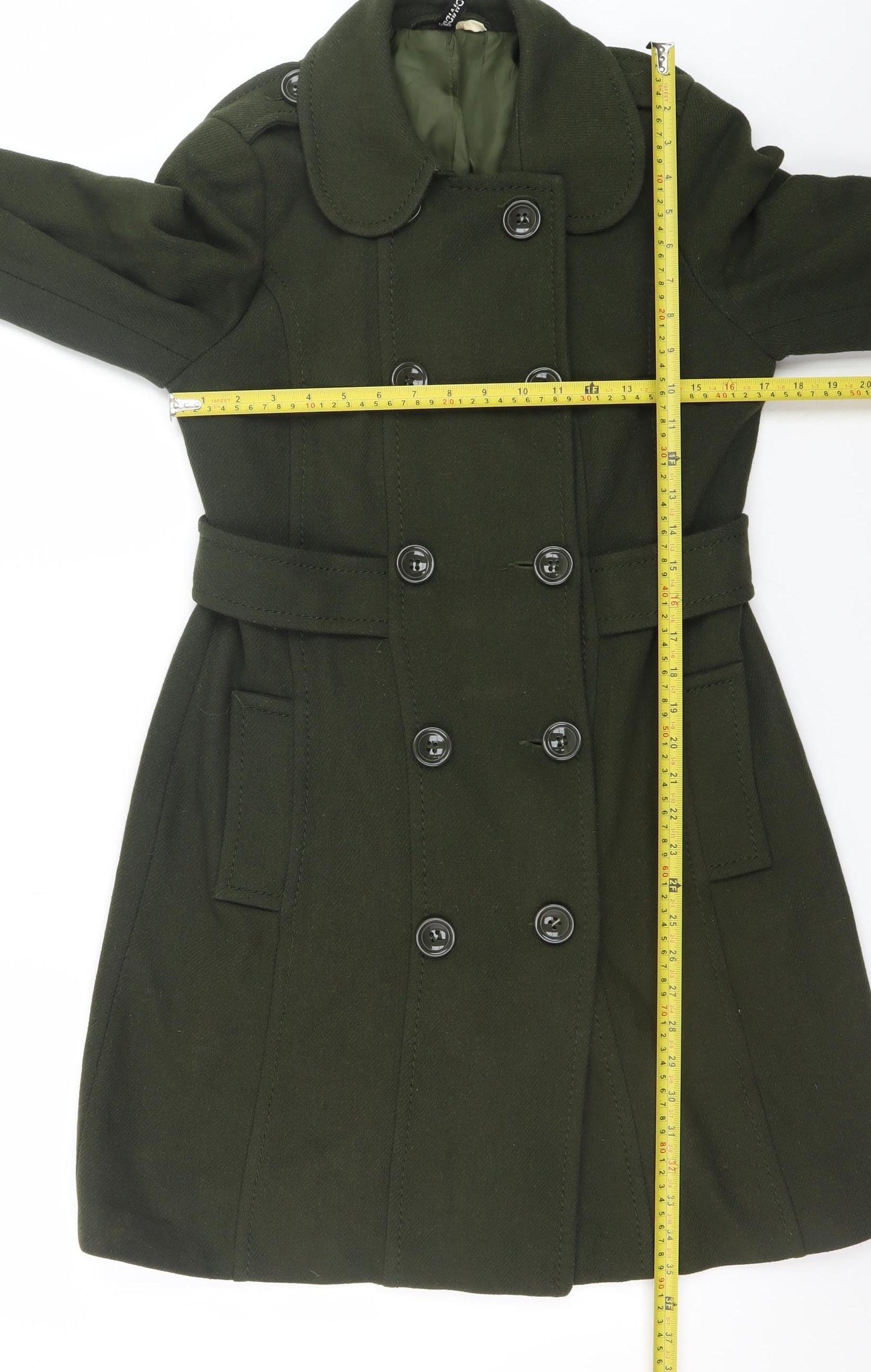 H&M Divided Women's Green Wool Blend Pea Coat Size 12