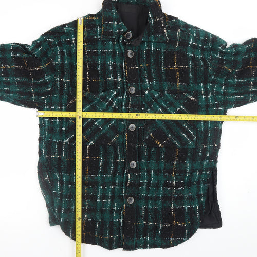 Undefined Women Green Check Wool Blend Button Down Shacket 2XL