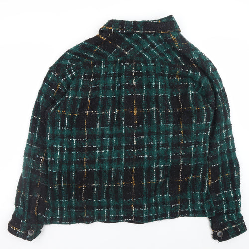 Undefined Women Green Check Wool Blend Button Down Shacket 2XL