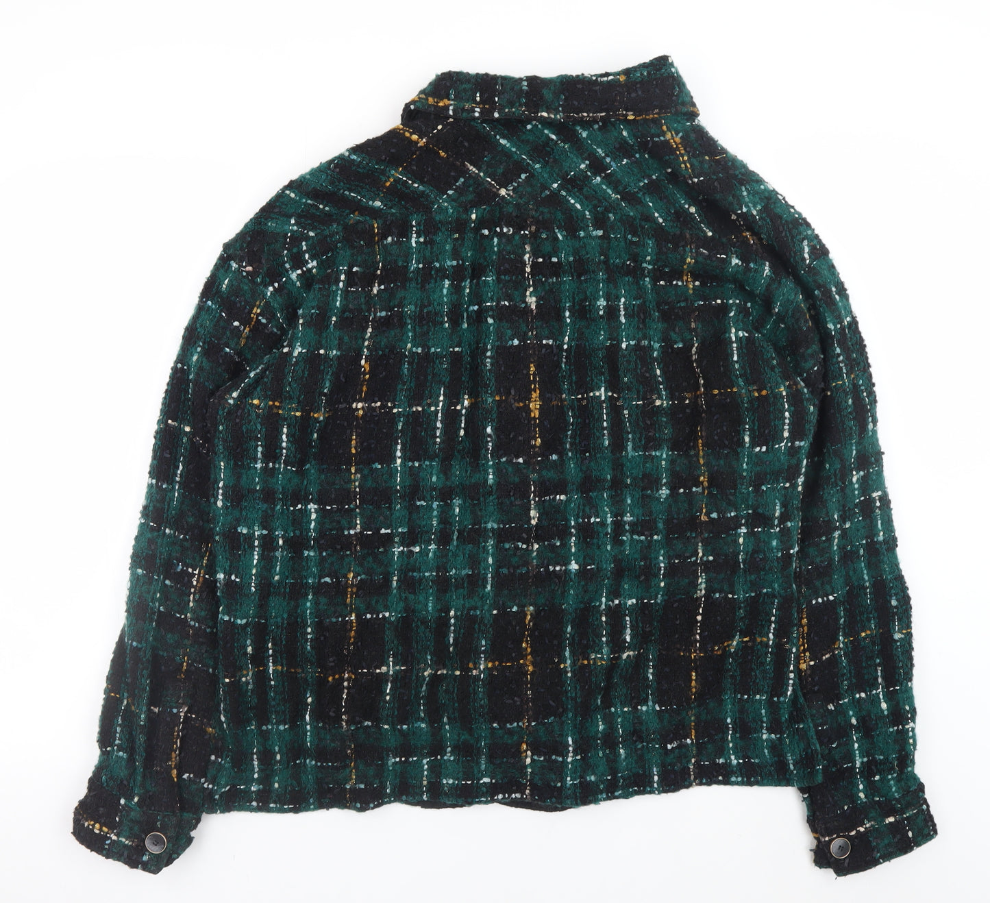 Undefined Women Green Check Wool Blend Button Down Shacket 2XL