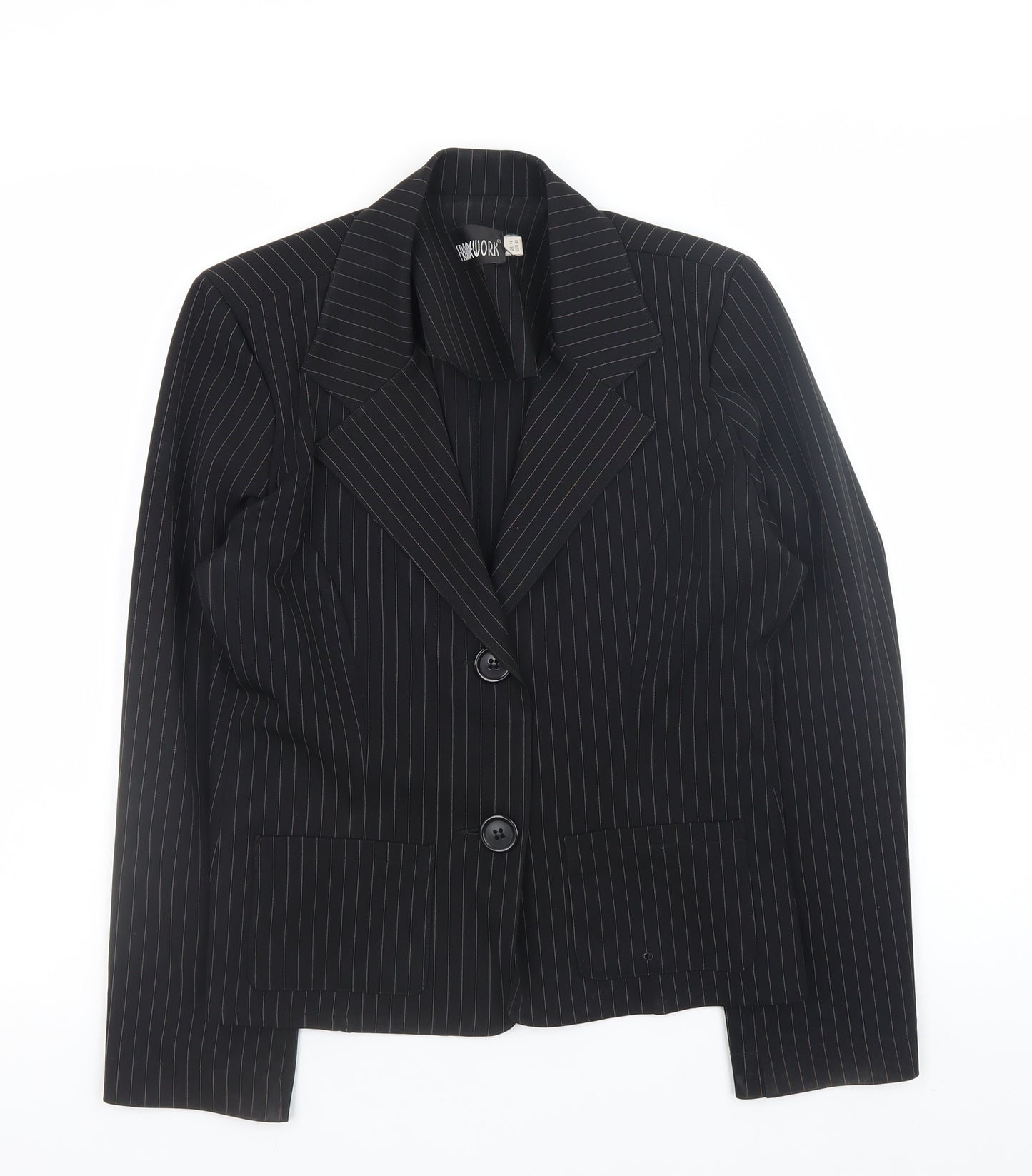 FRAME-WORK Women's Black Pinstripe Blazer Jacket UK 14