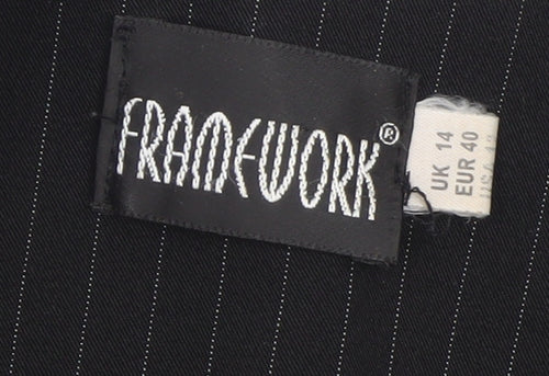 FRAME-WORK Women's Black Pinstripe Blazer Jacket UK 14