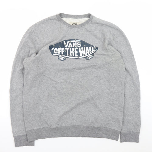 Vans Men's Grey Crew Neck Logo Pullover Sweatshirt Size Large
