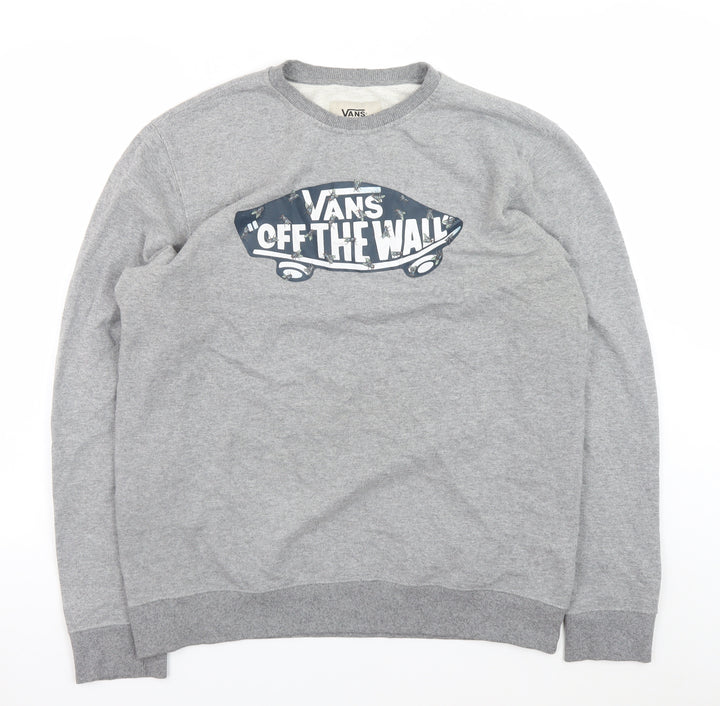 Vans Men's Grey Crew Neck Logo Pullover Sweatshirt Size Large