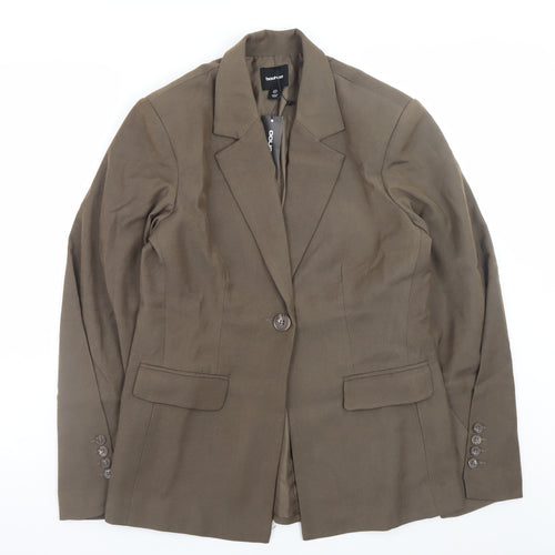 Boohoo Womens Brown Blazer Jacket Size 10 Lined Polyester Workwear Style