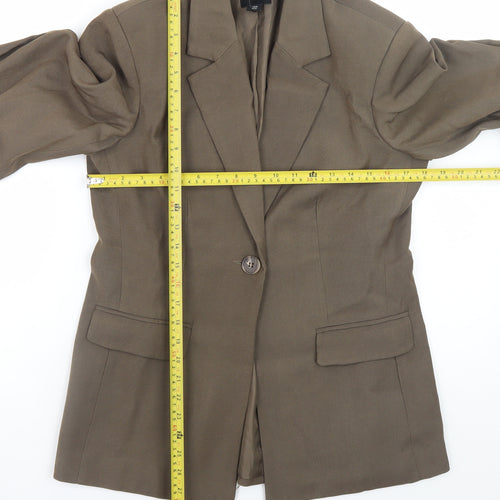 Boohoo Womens Brown Blazer Jacket Size 10 Lined Polyester Workwear Style