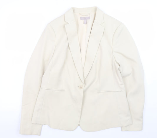 H&M Women’s Ivory Blazer Size 16 Regular Fit Business Jacket