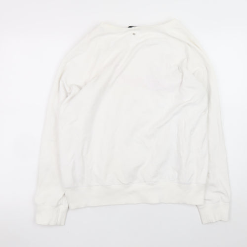 Diesel Womens White Sweatshirt XL Ivory Cotton Blend Logo Pullover
