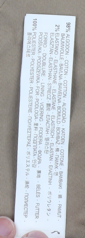 Zara Basic Women Beige Blazer Size 14 Cotton Twill Jacket